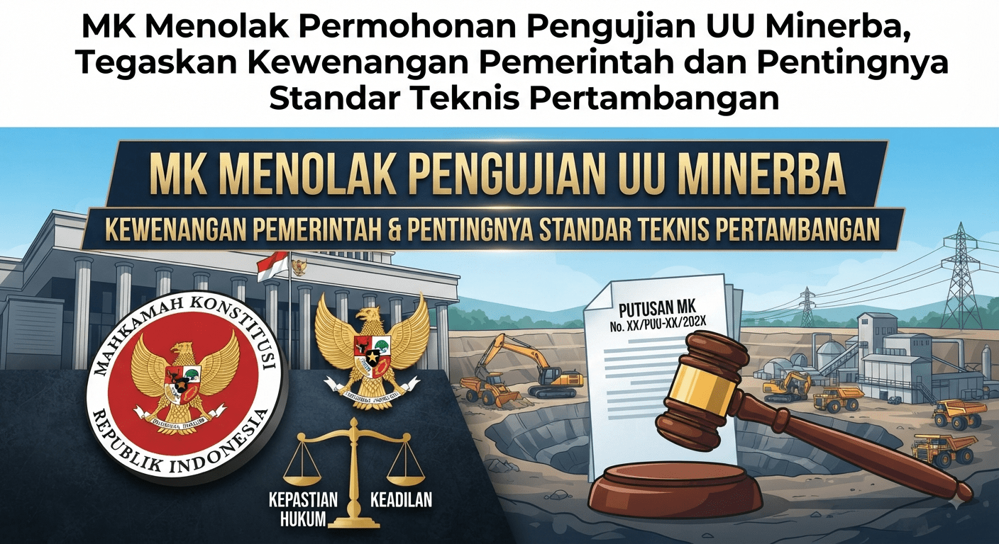 MK Menolak Permohonan Pengujian UU Minerba, Tegaskan Kewenangan Pemerintah dan Pentingnya Standar Teknis Pertambangan