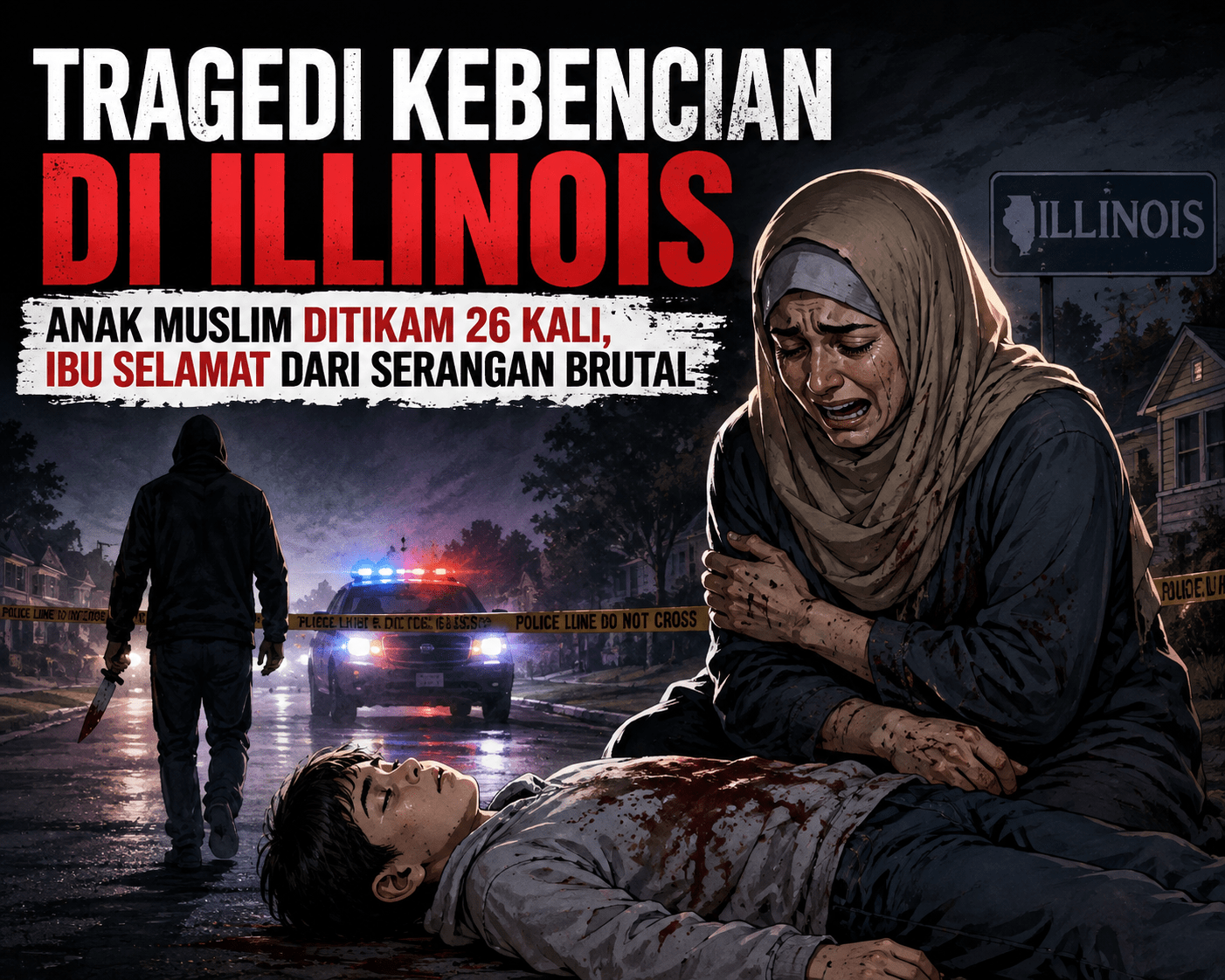 Tragedi Kebencian di Illinois - Anak Muslim Ditikam 26 Kali, Ibu Selamat dari Serangan Brutal