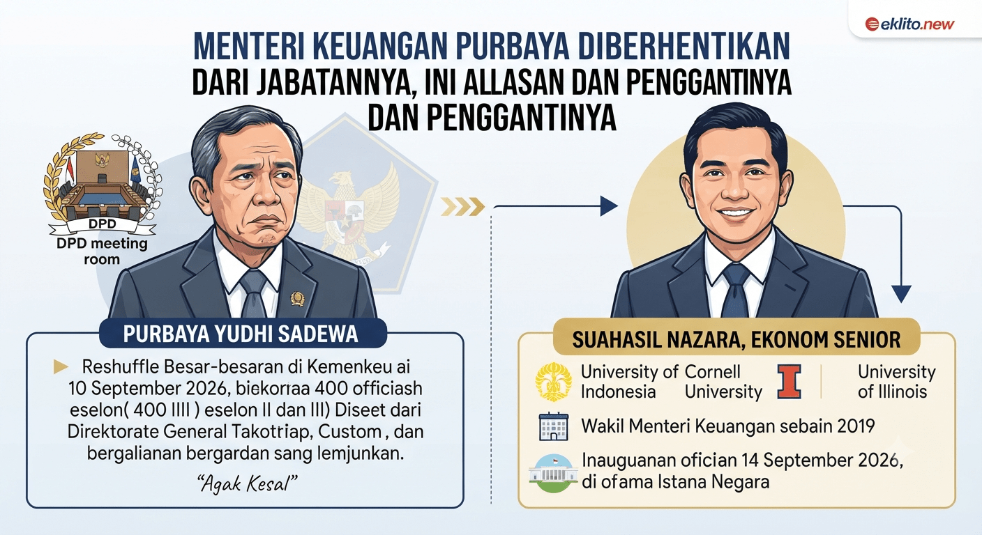 Menteri Keuangan Purbaya Diberhentikan dari Jabatannya, Ini Alasan dan Penggantinya